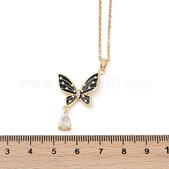 Butterfly Brass Micro Pave Cubic Zirconia Pendant Neckalces for Women&nbsp;NJEW-C076-03G