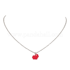 Glass Seed Heart Pendant Necklaces&nbsp;NJEW-MZ00020-02