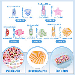500Pcs 5 Sstyle Craft Style Acrylic Beads&nbsp;MACR-TA0002-62