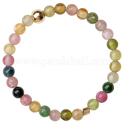 Natural Rainbow Tourmaline Round Beaded Finger Rings&nbsp;WGDC3AE-03