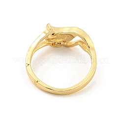 Wing Brass Micro Pave Clear Cubic Zirconia Open Cuff Rings&nbsp;RJEW-G309-32G