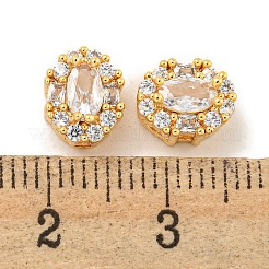 Brass Micro Pave Clear Cubic Zirconia Beads&nbsp;KK-P275-27G