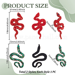 2Pcs 2 Styles Snake Polyester Embroidered Cloth Patch&nbsp;PATC-GA0001-87