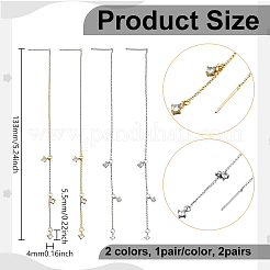 2 Pairs 2 Colors Clear Cubic Zirconia Ear Thread&nbsp;EJEW-GO0002-13