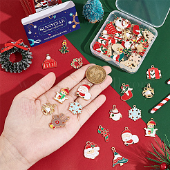 56Pcs 14 Style Christmas Alloy Enamel Pendants&nbsp;ENAM-SC0003-72