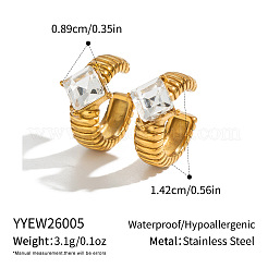 304 Stainless Steel Pave Cubic Zirconia Cuff Earrings for Women&nbsp;QV5196-3