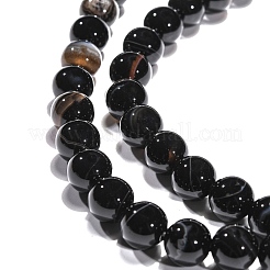 Round Dyed & Heated Natural Black Agate Beads Strands&nbsp;G-G582-8mm-07