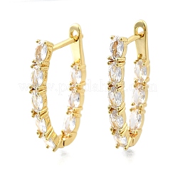 Brass Micro Pave Clear Cubic Zirconia Hoop Earrings&nbsp;EJEW-Z121-11G