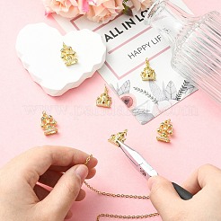 6Pcs 2 Styles Ferris Wheel & Castle Brass Micro Pave Cubic Zirconia Pendants&nbsp;KK-CJ0005-74