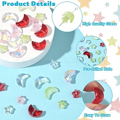 100Pcs 2 Styles Transparent Spray Painted Glass Beads&nbsp;GLAA-YW0005-14A