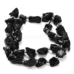Raw Rough Natural Black Tourmaline Beads Strands&nbsp;GG-CBA0B77-A05-01