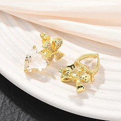 Brass Micro Pave Cubic Zirconia Stud Dangle Earrings for Women&nbsp;KK-CBA760A-05G-05