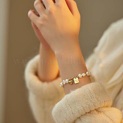 Heart & Rectangle Zinc Alloy Charm Bracelets&nbsp;FS-WG6DF16-01