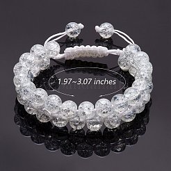 Sparkling Round Glass Braided Bead Bracelet&nbsp;BJEW-SW00082-01