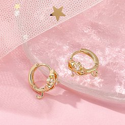 Brass Micro Pave Clear Cubic Zirconia Hoop Earring Findings&nbsp;ZIRC-YW0001-06G