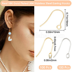 200Pcs 2 Colors 304 Stainless Steel Earring Hooks&nbsp;STAS-BBC0008-53