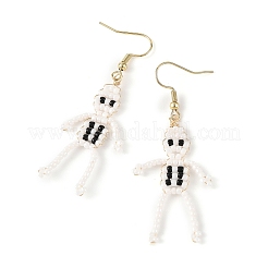 Halloween Glass Seed Bead Dangle Earrings&nbsp;EJEW-MZ00769-01