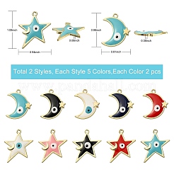 20Pcs 10 Style Rack Plating Alloy Enamel Pendants&nbsp;ENAM-SZ0002-61