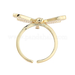 Rack Plating Dragonfly Brass Micro Pave Cubic Zirconia Open Cuff Rings for Women&nbsp;RJEW-B064-14G