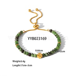 Adjustable Natural Round Ruby in Zoisite Beads Slider Bracelets&nbsp;LF2079-2