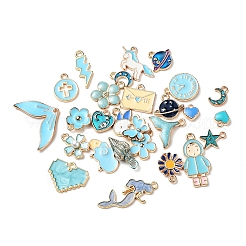 27Pcs 27 Style Light Gold Alloy Enamel Pendants&nbsp;ENAM-YW0001-77