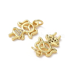 Brass Micro Pave Cubic Zirconia Pendants&nbsp;KK-L243-12G-01