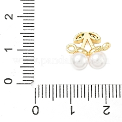 Brass Micro Pave Cubic Zirconia & ABS Plastic Imitation Pearl White Cherry Connector Charms&nbsp;KK-I276-56G-02