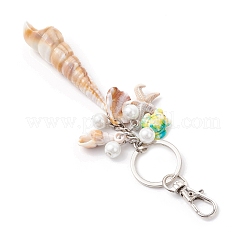 3Pcs Opaque Acrylic Imitation Shell & Synthetic Turquoise Keychain&nbsp;KEYC-JKC01337