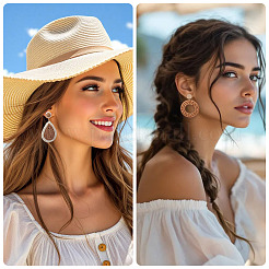 5Pairs 5 Styles Alloy Rattan Woven Dangle Stud Earrings&nbsp;EJEW-TA0001-69