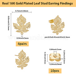 4 Pairs Brass Stud Earring Findings&nbsp;KK-BBC0019-95A