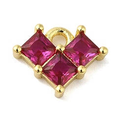 Real 18K Gold Plated Rack Plating Brass Micro Pave Cubic Zirconia Charms&nbsp;KK-F854-13G