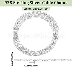 Anti-Tarnish 1M Rhodium Plated 925 Sterling Silver Figaro Chain&nbsp;STER-BBC0005-86