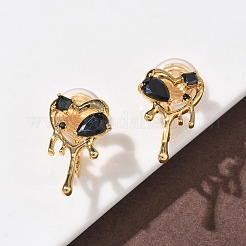 Brass Micro Pave Cubic Zirconia Clip-on Earrings&nbsp;EJEW-K286-11G