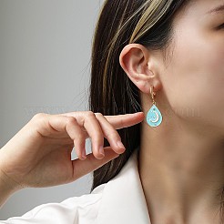 Teardrop with Moon Zinc Alloy Enamel Dangle Stud Earrings&nbsp;FS-WGAA5F7-02