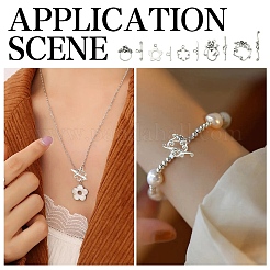 20Pcs 5 Styles Flower Tibetan Style Alloy Toggle Clasps&nbsp;FIND-YW0005-24