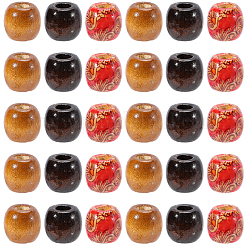 90pcs 3 Colors Dyed Natural Wood Beads&nbsp;WOOD-PA0001-26
