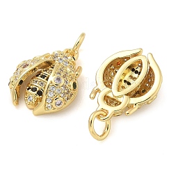 Ladybug Rack Plating Brass Micro Pave Cubic Zirconia Pendants&nbsp;KK-Z053-03G