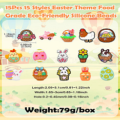 15Pcs 15 Styles Easter Theme Food Grade Eco-Friendly Silicone Beads&nbsp;SIL-CJ0002-71