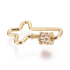 Brass Micro Pave Cubic Zirconia Screw Carabiner Lock Charms&nbsp;ZIRC-F105-05G
