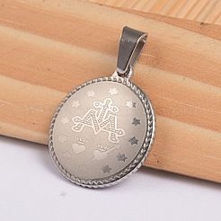 Flat Round with Virgin Mary & Word 304 Stainless Steel Pendants&nbsp;STAS-I036-02C