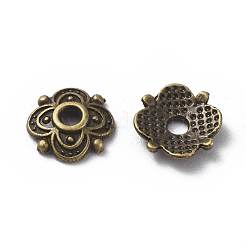 4-Petal Tibetan Style Alloy Flower Bead Caps&nbsp;X-TIBE-S222-AB-NR