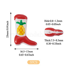 5Pcs Boot Baking Paint Glass Enamel  Beads&nbsp;LAMP-TADJ0001-08I