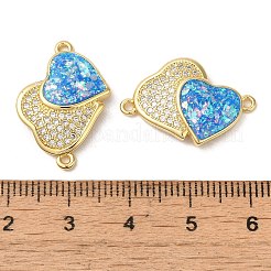 Rack Plating Brass Micro Pave Clear Cubic Zirconia Connector Charms&nbsp;KK-P268-20G-03
