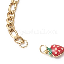 2Pcs 2 Styles Brass Enamel Red Strawberry Link Chain Bracelet Making&nbsp;AJEW-JB01547