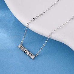 925 Sterling Silver Micro Pave Clear Cubic Zirconia Rectangle Pendant Necklaces for Women&nbsp;NJEW-D316-02P
