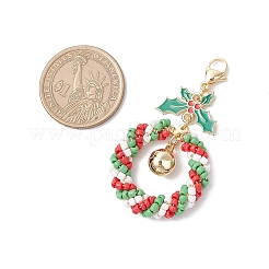 Charitmas Wreath Glass Seed Beaded Pendant Decorations&nbsp;HJEW-TA00365