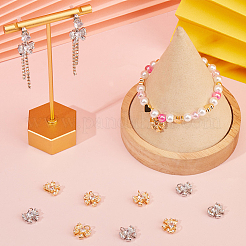 12Pcs 2 Colors Brass with Glass Rhinestone Charms&nbsp;KK-BBC0013-92