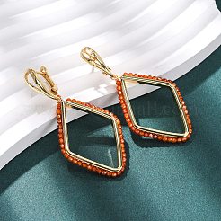 Rack Plating Brass Cubic Zirconia Rhombus Hoop Earrings&nbsp;EJEW-L303-02G