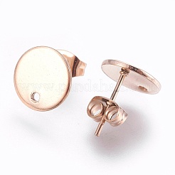 Ion Plating(IP) 304 Stainless Steel Stud Earring Findings&nbsp;STAS-G178-01RG-10mm