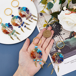 5Pcs 5 Style Gemstone Keychain&nbsp;KEYC-NB0001-68